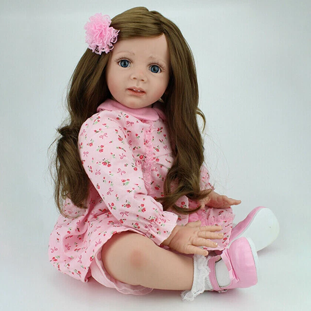 Bambola 24" vera realistica bambina rinata bambole vinile silicone giocattolo neonato