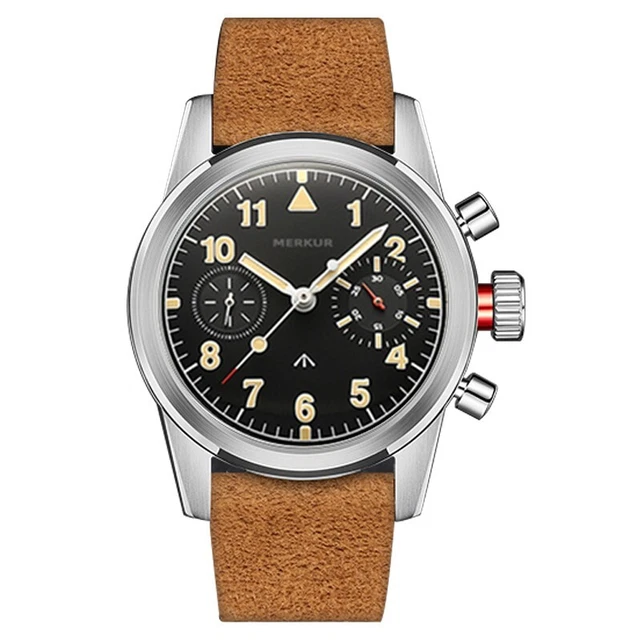 MERKUR MEN CHRONOGRAPH Watch 40mm Manual Wind Mechanical Wristwatch ...