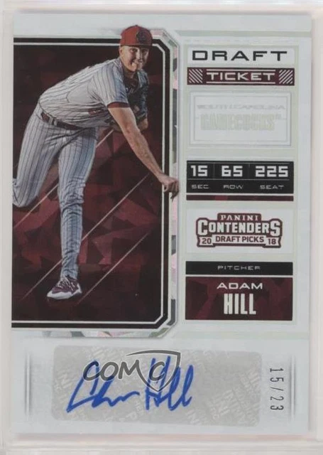 2018 Panini Contenders Draft Picks Ticket Cracked Ice /23 Adam Hill #68 Auto