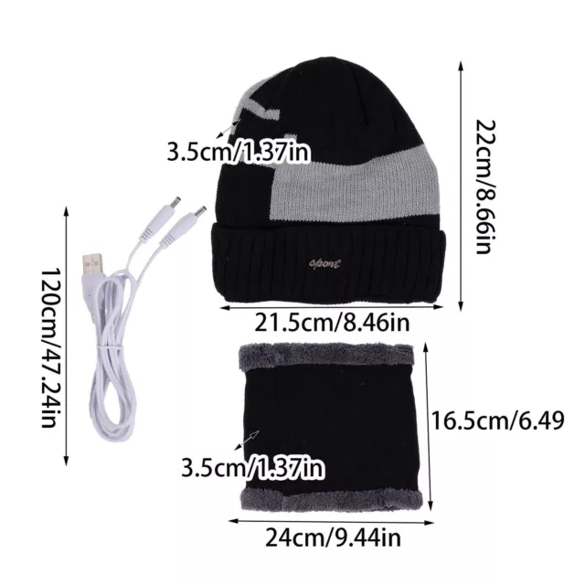 Beheizte Beanie-Mütze, warm, elektrisch, thermische Winter-Strickmütze, USB 2