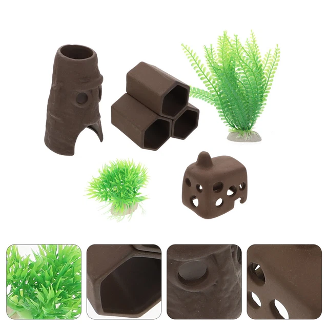 5pcs Ceramic Aquatic Caves Aquarium Shrimp Cave Fish Tank Ornament Decor