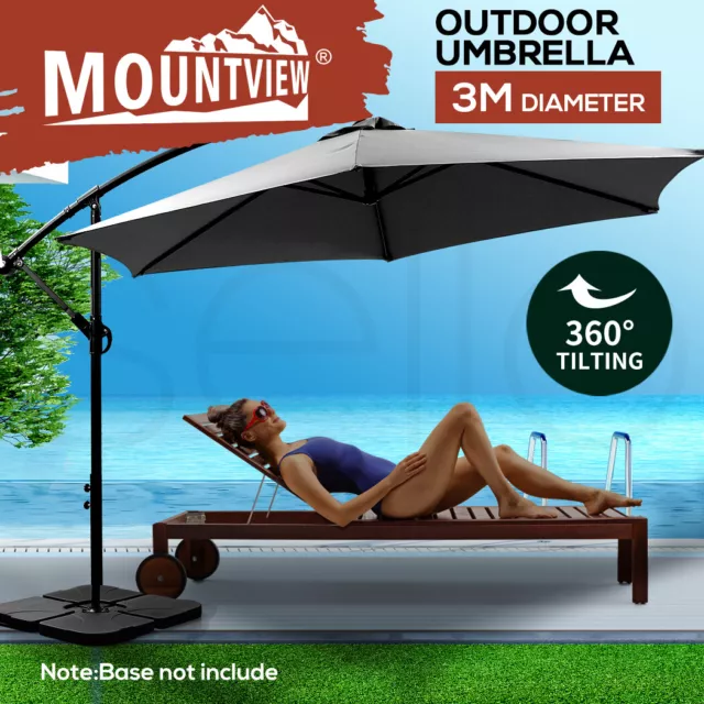 Mountview 3M Outdoor Umbrella Cantilever Cover Garden Patio Beach Umbrellas Grey