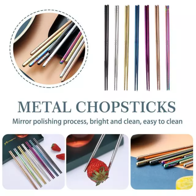 Reusable Chopsticks Metal Korean Chinese Steel❀