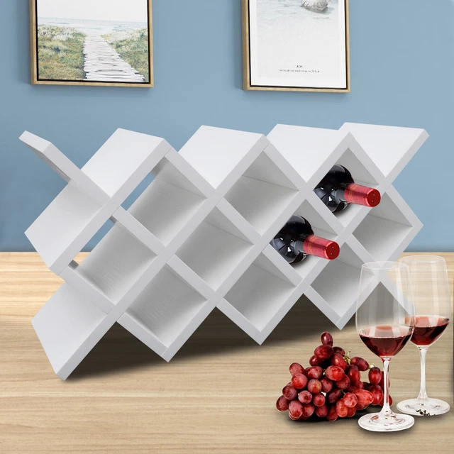 10-Bottle Lattice Wine Rack Bottle Holder Countertop Wooden Storage Organizer
