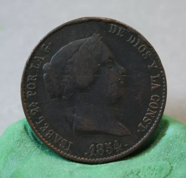 Monnaie Espagne spain 25 centimes de real 1854 isabel 2