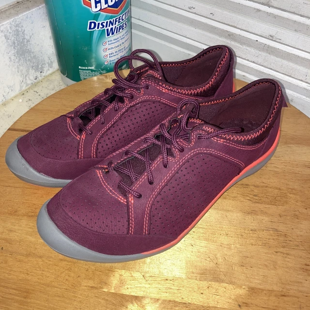 Clarks Privo Asney Plum Prune Nubuck Leather Sz 6.5 Lace Up Comfort Sneakers