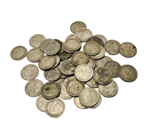 Bulk Lot 10 Australian 50% Mixed Silver Sixpence 6 Pence 6d Aussie Coins