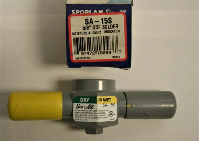 Parker Sporlan 700416 SA-15S 5/8 ODF Solder Moisture/Liquid Indicator