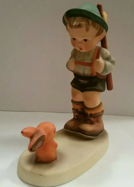 VINTAGE Hummel Goebel Figurine Sensitive Hunter Boy Red Bunny Rabbit