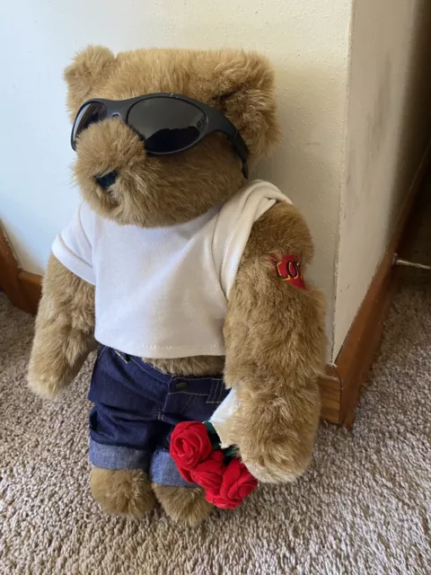 Vermont Teddy Bear Loverboy 15” W/ LOVE Heart Shaped Tattoo & Original Clothes 2