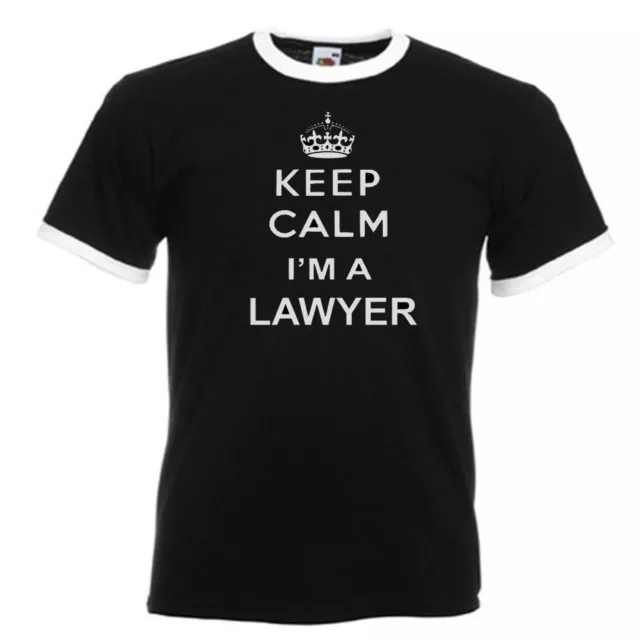 Keep Calm Lawyer Adults Mens Black Ringer Gift T Shirt