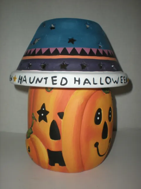 Candle Lamp Jack O Lantern Pumpkin Hand Painted Elaine New Creative Halloween
