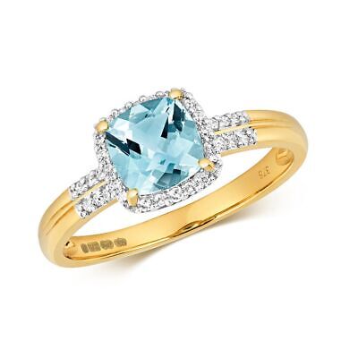 Diamant & Lumière Topaze Bleu Suisse Bague Tailles J-Q or Jaune Ajouré