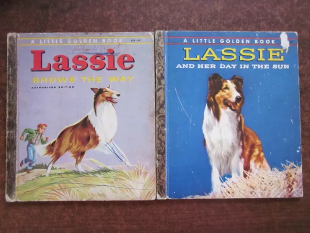 2 x LASSIE Little Golden Books SHOWS the WAY & HER DAY in the SUN Colourtone HC