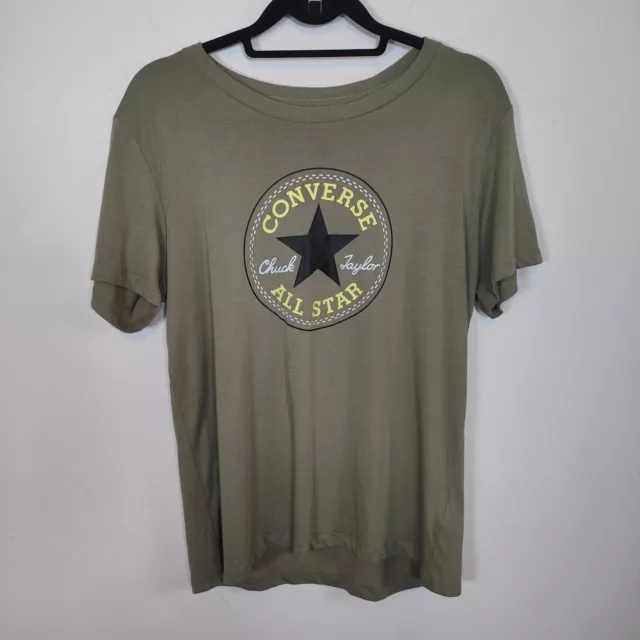 Camiseta Converse Verde Salvia Mangas Cortas Logotipo Gráfico Reino Unido Talla XL