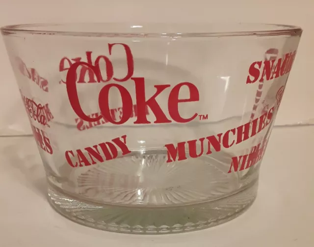 Vintage Coke Coca Cola Glass Snack Bowl Pretzels Munchies Candy Goodies 7 X 4.5