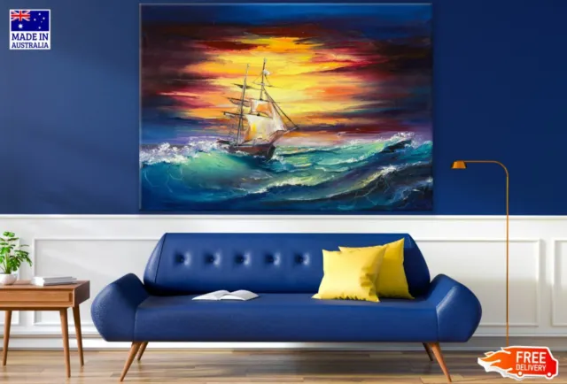 Ship Sailing on Sea Oil Painting Wall Canvas Home Decor Australian Made Quality