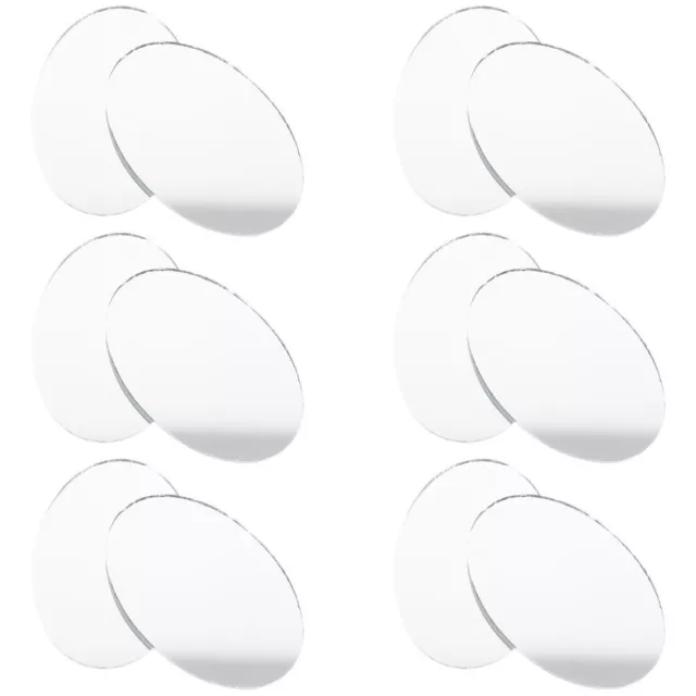 20 Pcs Small Oval Mirror Make up Adhesive Tiles Wall Sticker Travel Crafts