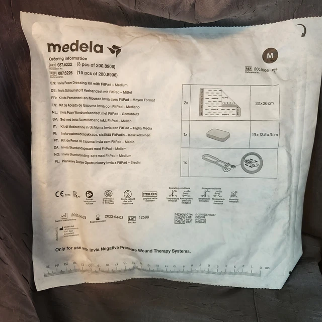 Medela Invia Foam Dressing Kit with Fit Pad Medium Pressure Wound NEW Sealed