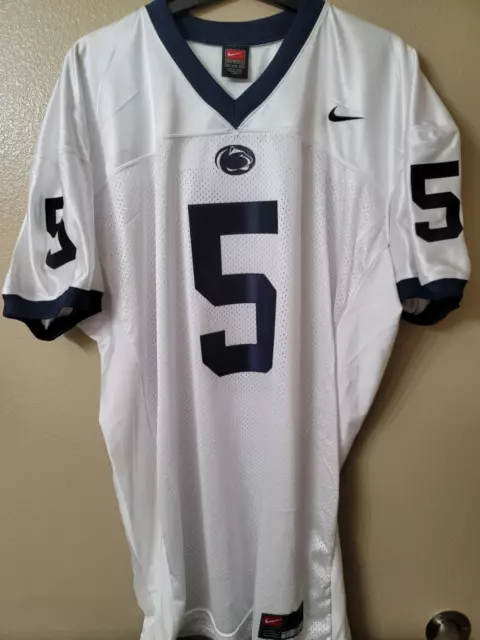 1717 Mens Nike NCAA PENN STATE NITTANY LIONS PSU #5 AUTHENTIC Game JERSEY WHITE