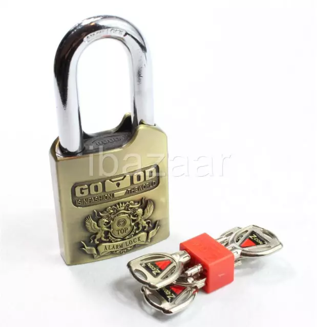 ALARM PADLOCK Large Tamper Proof Siren Pad Lock inc 4 Keys