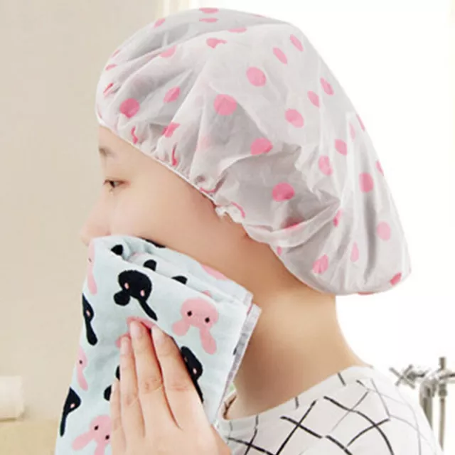 1Pc Fashion Waterproof Thicken Wave Point Shower Cap Reusable Hair Salon Elas-il 3