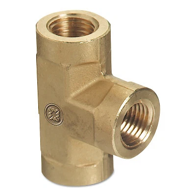 Pipe Thread Tees, Connector, 3,000 Psig, Brass, 1/4 in Npt (Branch) Western