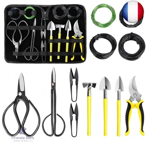 Kit D'outils Bonsaï MOSFiATA 13 Pièces - Ciseaux, Fil Ligature, Râteau Et Sécateur Pour Entretien Plantes