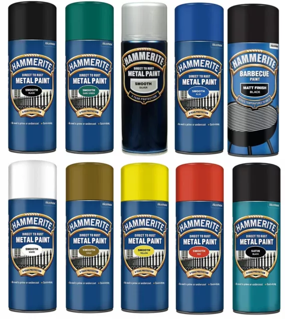 1 x Hammerite Smooth 400ml Direct To Rust Metal Spray Paint - All Colours