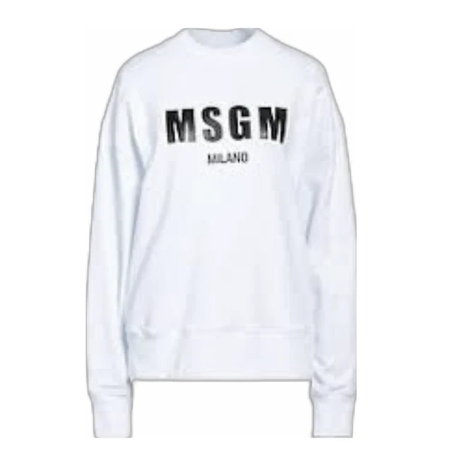 Felpa uomo donna Msgm milano stampa maglia bianca logo unisex