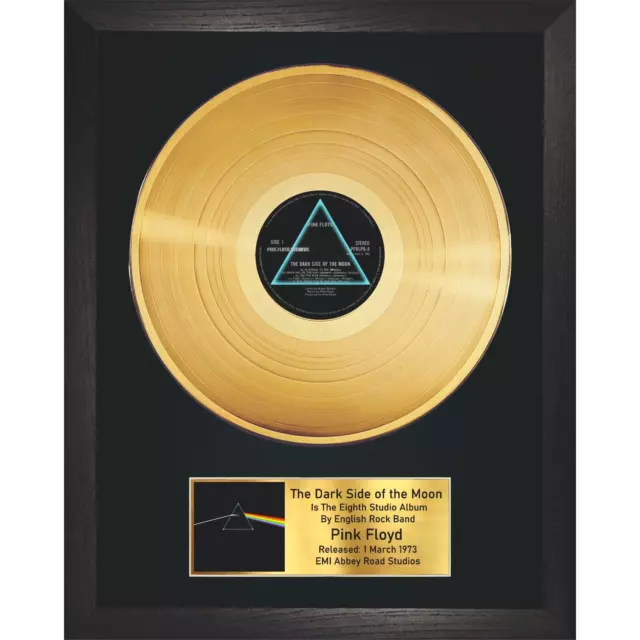 Pink Floyd /The Dark Side Of The Moon 24k Gold Record 12" LP Display Wood Framed