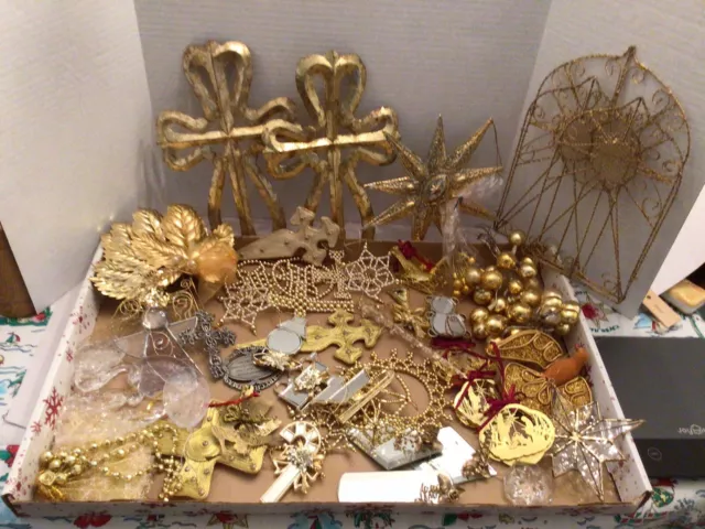 Vintage Gold Ornament Lot 51 Pieces For Your Christmas Tree Or Decor