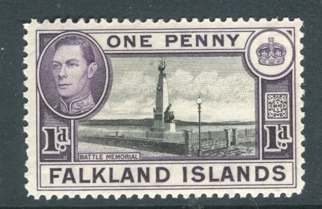 FALKLANDS; 1938 early GVI Pictorial issue Mint hinged Shade of 1d. value