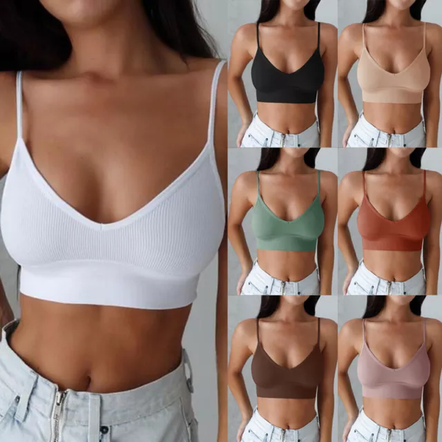 2x Damen Fitness Push up Bustier BH Sport Yoga BH Seamless Bra Fitness Crop Top