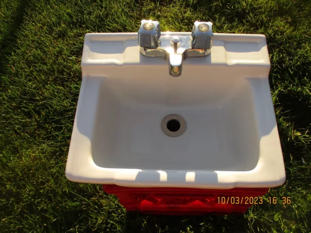 Vintage Antique Porcelain White 15 X 12  Bathroom Sink  Can Ship