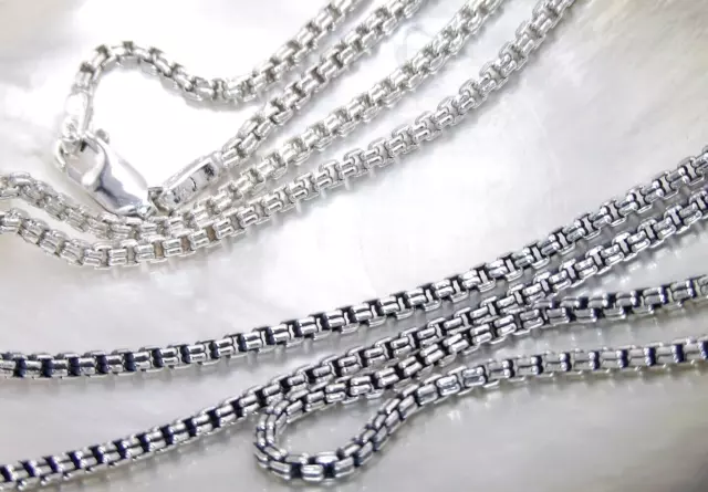 Handcrafted Solid.925 Sterling Silver Venetian Box Chain 2.6 mm -Choose Length 2