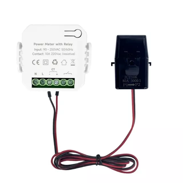 Tuya Smart WiFi Power Meter AC90-250V mit Klemme CT KWh Power Monitor Strom6742