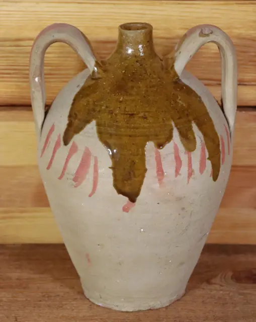 Antike bemalte Amphore Weingefäß 25,5 cm - Gallone aus Sandstein #M 3
