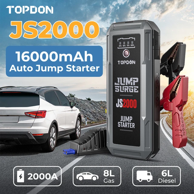 TOPDON 2000 PEAK Amp 12 Volt Jump Starter JS2000 Car Booster Jumper Box