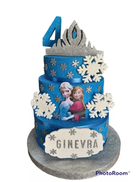 TORTA A TEMA Scenografica In Polistirolo per compleanno Elsa E Anna Frozen  EUR 38,00 - PicClick IT