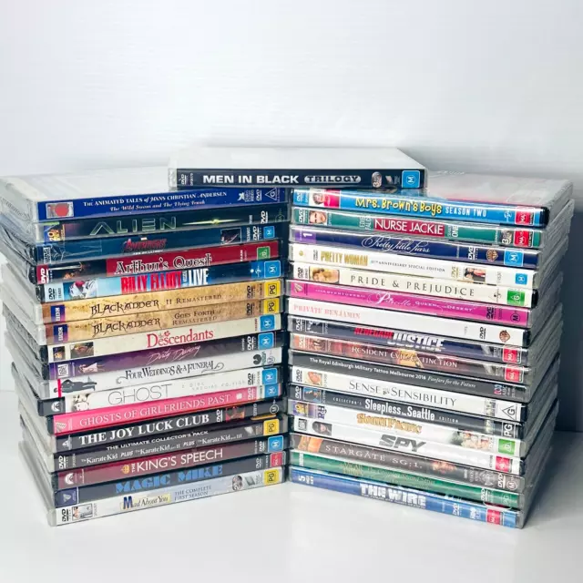 DVD Bulk lot - 35 x NEW & SEALED DVDs Series/Movies Mixed Genres G to MA15+