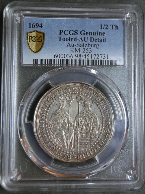 1694 Austrian States Salzburg 1/2 Thaler KM-253 PCGS AU detail