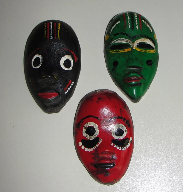 African Dan Lega Tribe 3 Passport Masks Pendants Liberia Collector Ivory Coast 10
