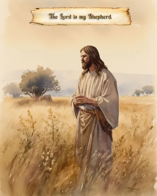 Lord is my Shepherd | follower of jesus | Catholic Art | Jesus Watercolor 8 x 10