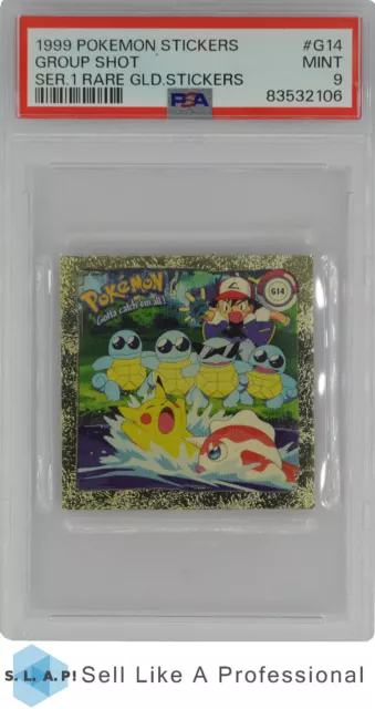 1999 Pokemon Stickers Series 1 Rare Gold Stickers G14 Group Shot Psa 9