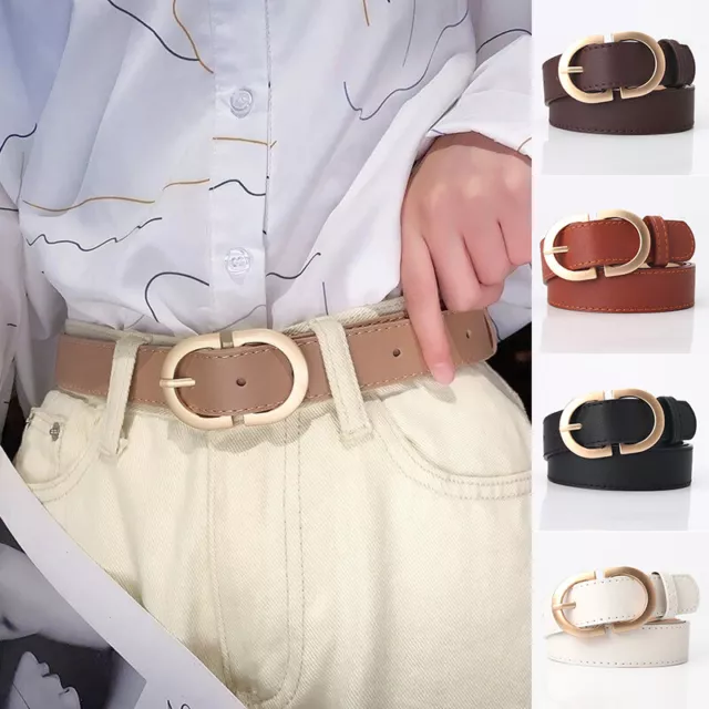 Women Leather Alloy Pin Buckle Waistband Waist Ladies Casual Jeans Belts Slim PU