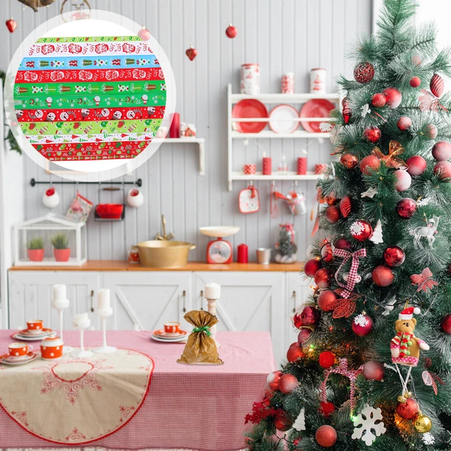 12PCS Christmas Grosgrain Ribbon for Gift Package Wrapping Hair Bow Clip