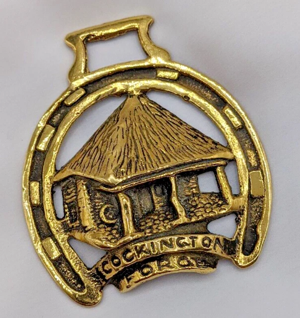 Brass Horse Medallion Vintage English Cockington Forge 3D Horseshoe Show Parade