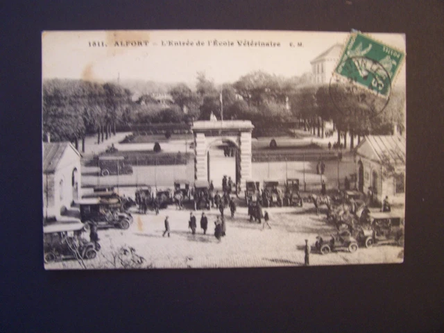 CPA - ( 94 ) - ALFORT -  Entrée de l'Ecole Vétérinaire  (autos à définir) - 1912