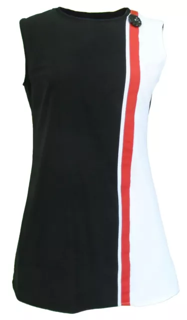 Ladies 60s Retro Mod Vintage Black/White/Red Mini Dress